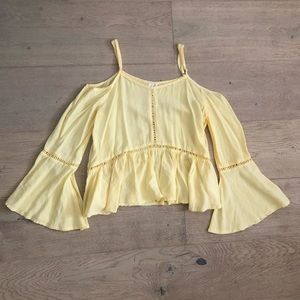 yellow bell sleeve blouse
